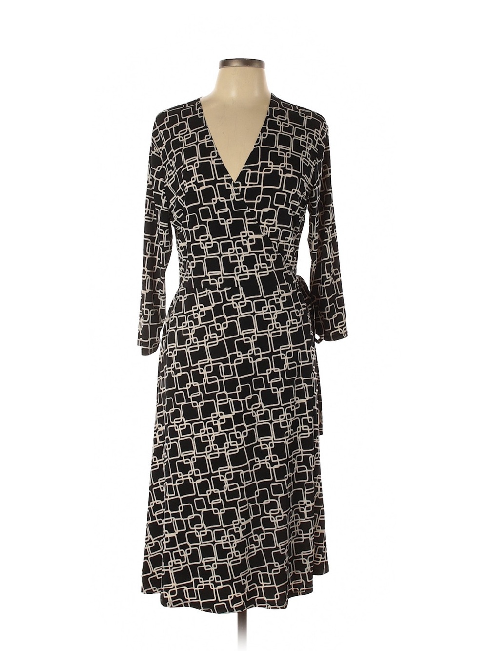 Black & White Geometric Wrap Dress